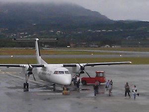 Our little Wideroe plane landing at Namsos. Our little Wideroe plane landing at Namsos.